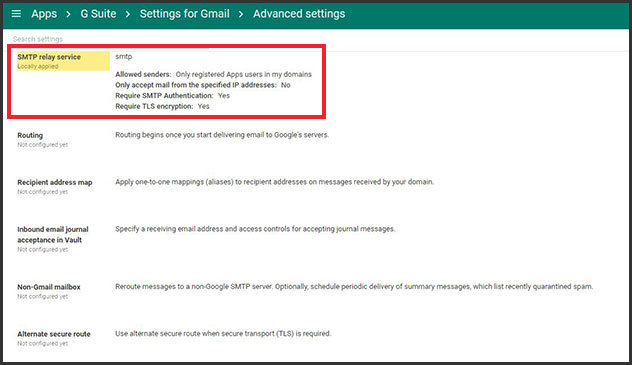 Email configuration: G Suite SMTP Settings