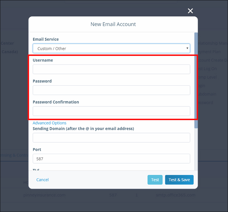 Email Configuration: Enter Credentials