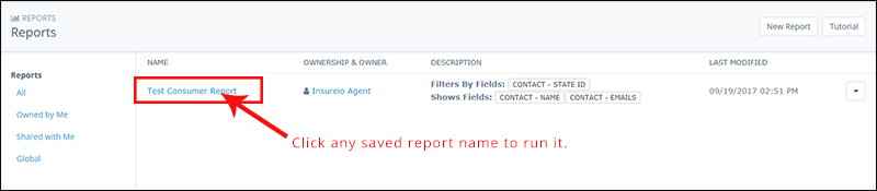 Run a saved report