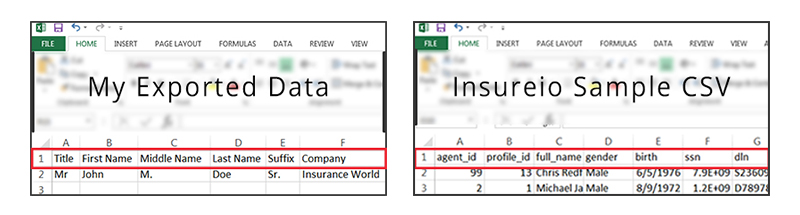 CSV Import: Compare Exported and Sample Data