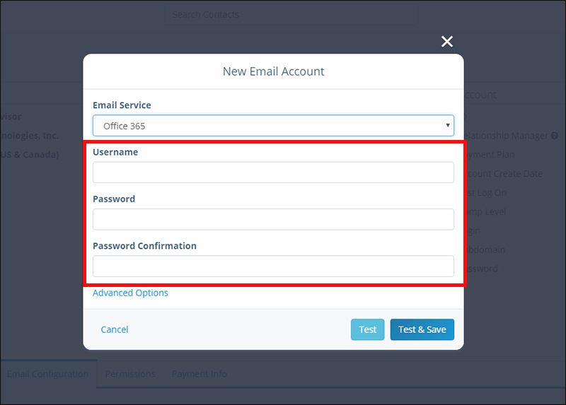 Email Configuration: Enter Credentials