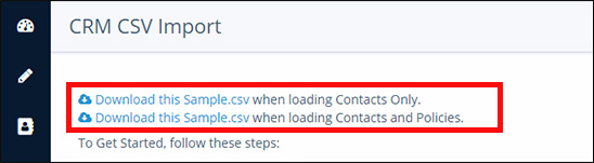 CSV Import: Download a Sample, Step 3