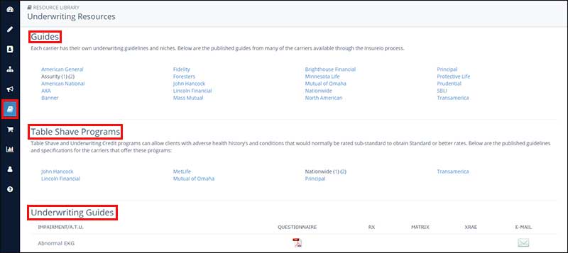 Resource Library: Underwriting Guides and Table Shave Programs