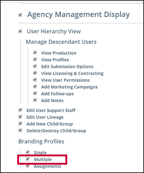 Permission setting: Multiple Branding Profiles