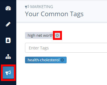 Marketing: Your Common Tags: Delete a Tag