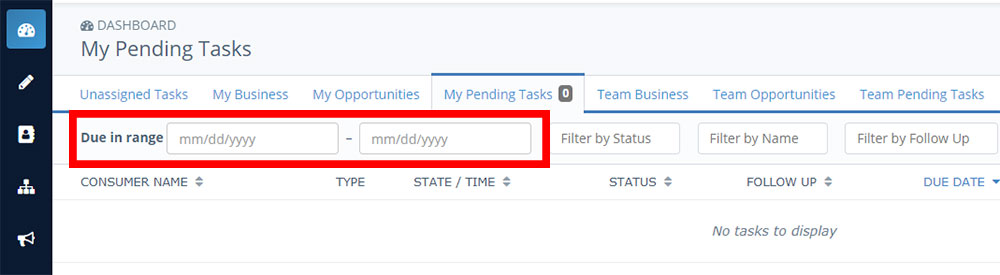 Using the date range to narrow results on the dashboard Using the date range to narrow results on the dashboard
