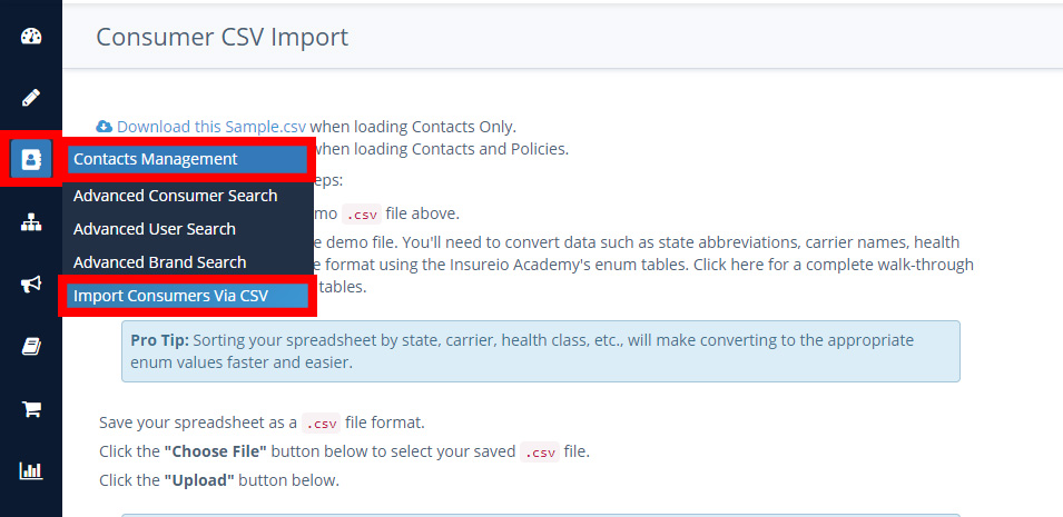 CSV Import: Contacts Management