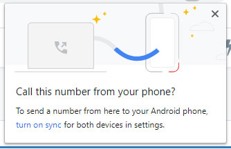 Click-to-Call Installation: the Chrome popup