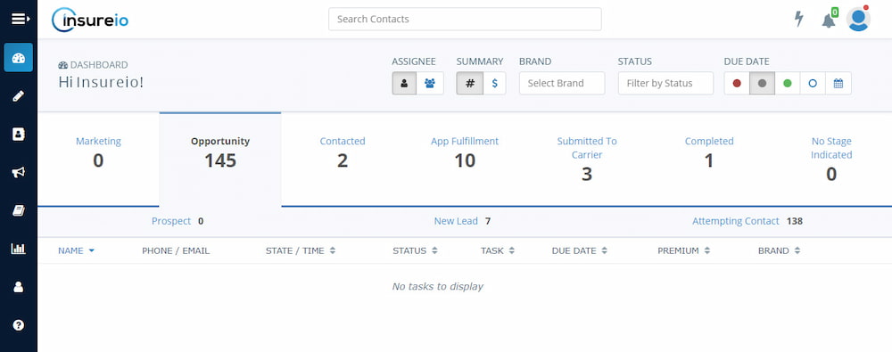 Insureio dashboard