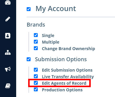 Permission setting: Edit Agent of Record
