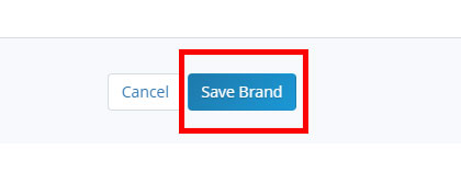 Screenshot of the Save Brand button at the bottom of the My Account / Brands tab