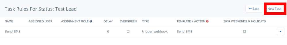 Screenshot of Insureio's Policy Status Rules section with the Test Lead status highlighted